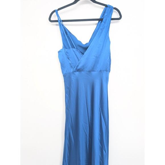 NWD Veronica Beard Sanderson Silk Satin Cowlneck Maxi Dress Gown SZ 6 Blue 2M456 - Picture 8 of 16